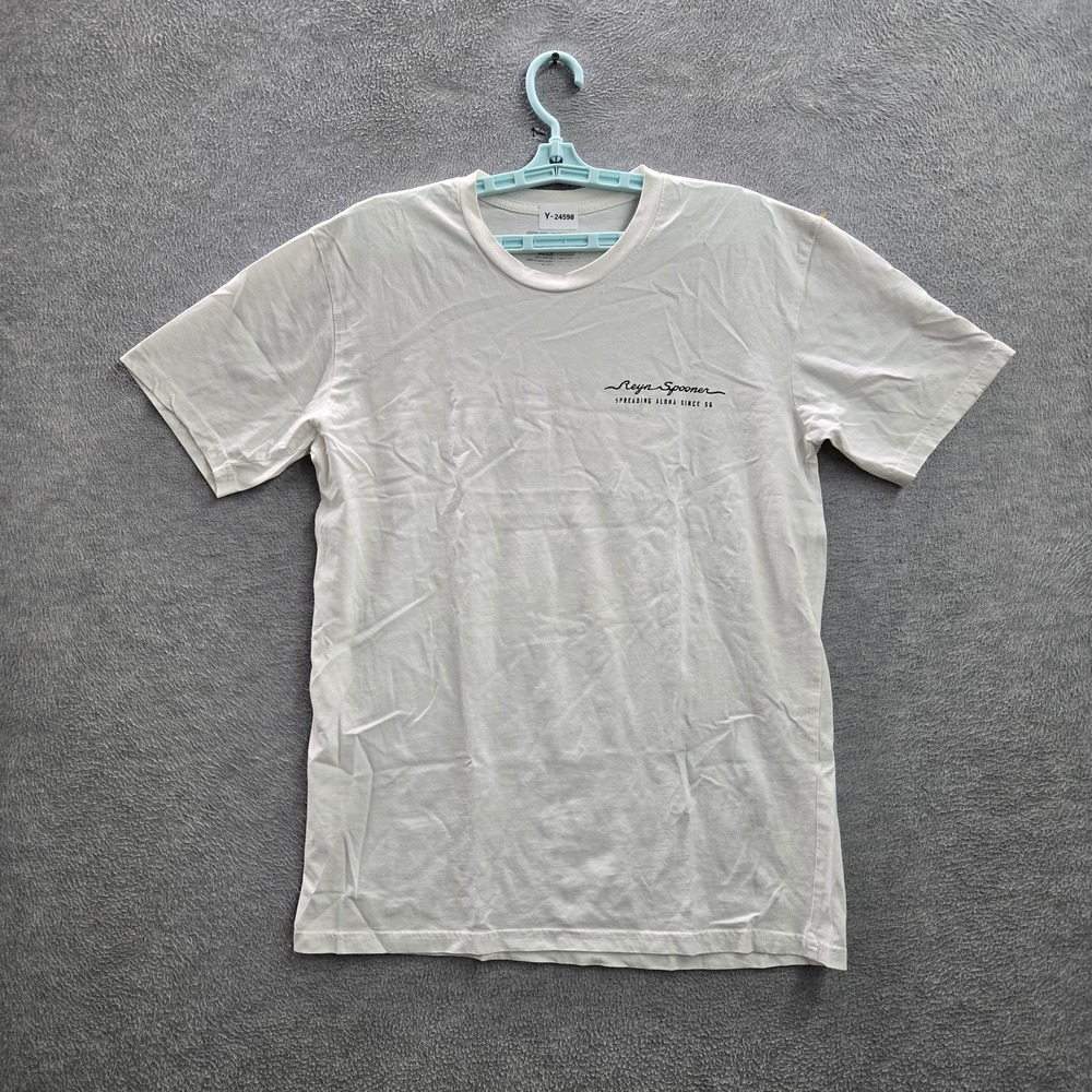 Reyn Spooner Men Shirt M White Graphic Print Santa Canoe Short‎ Sleeve